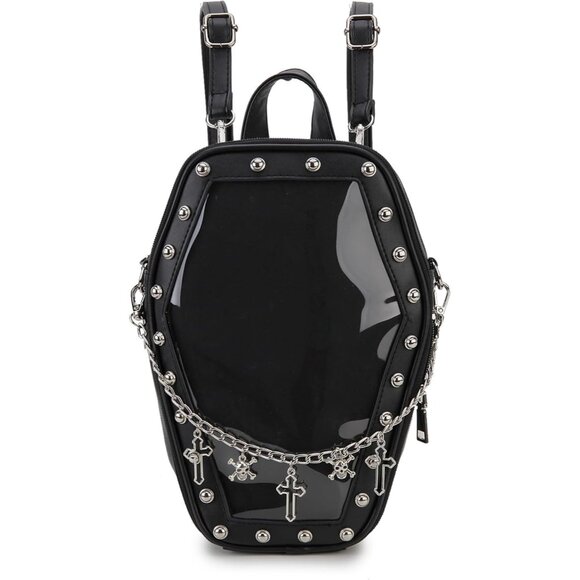 Gothic Coffin Shaped Purse for Women Halloween Shoulder Bag and Backpack - Picture 1 of 9